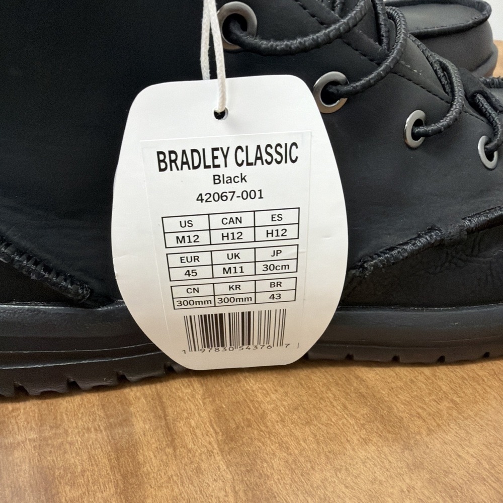 Hey Dude Bradley Leather Boots Black Ankle High Shoe Men Size 12 lace up light - Picture 10 of 11